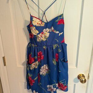 American Eagle Outfitters Blue Floral Sundress Adjustable Spaghetti Straps sz S